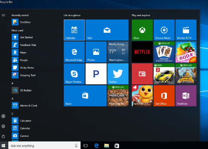 Inicio Windows 10