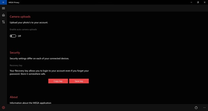 MEGA UWP Windows 10 subida fotos