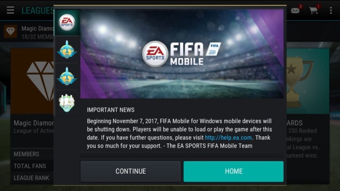Fin Soporte FIFA Mobile