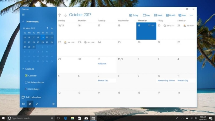 Calendario Fluent Design