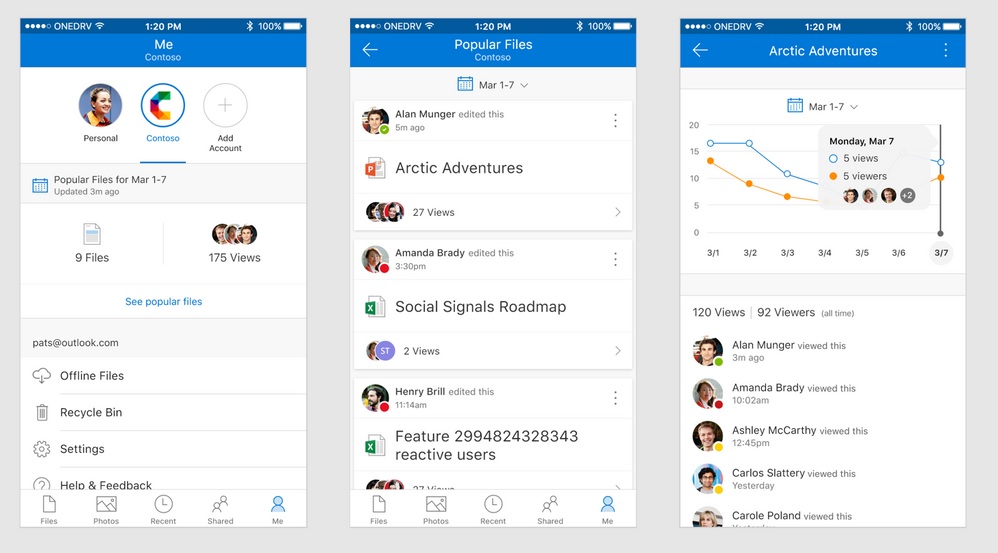 OneDrive Interfaz iOS