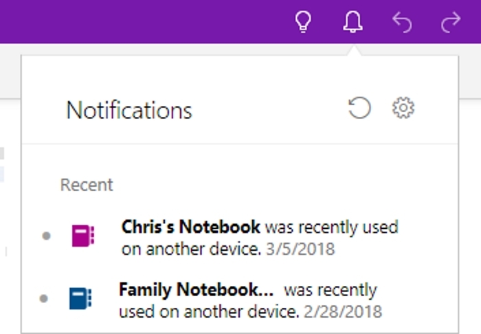 Notificaciones Uso OneNote