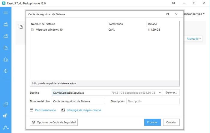 EaseUS Todo Backup hace una copia del sistema