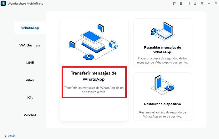 Wondershare MobileTrans - Transferir datos WhatsApp