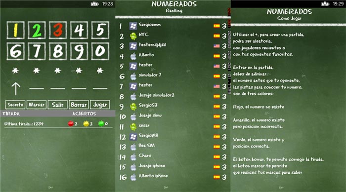 Numerados juego