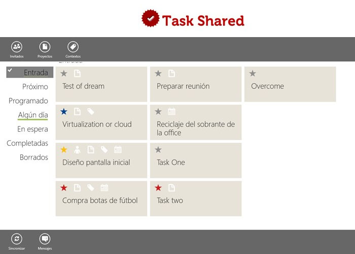Task Shared, aplicación de productividad y organización personal para Windows 8