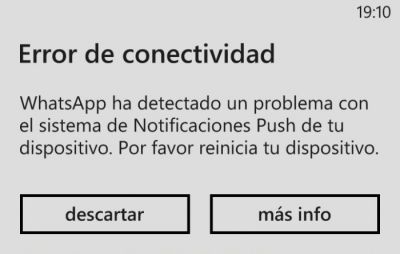 error conectividad whatsapp