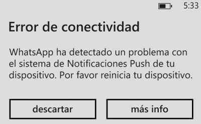 WhatsApp error