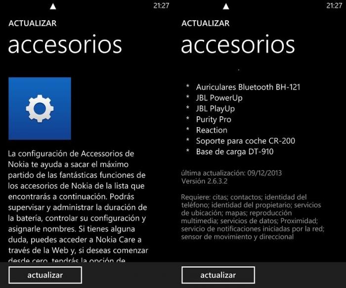 Accesorios aplicación